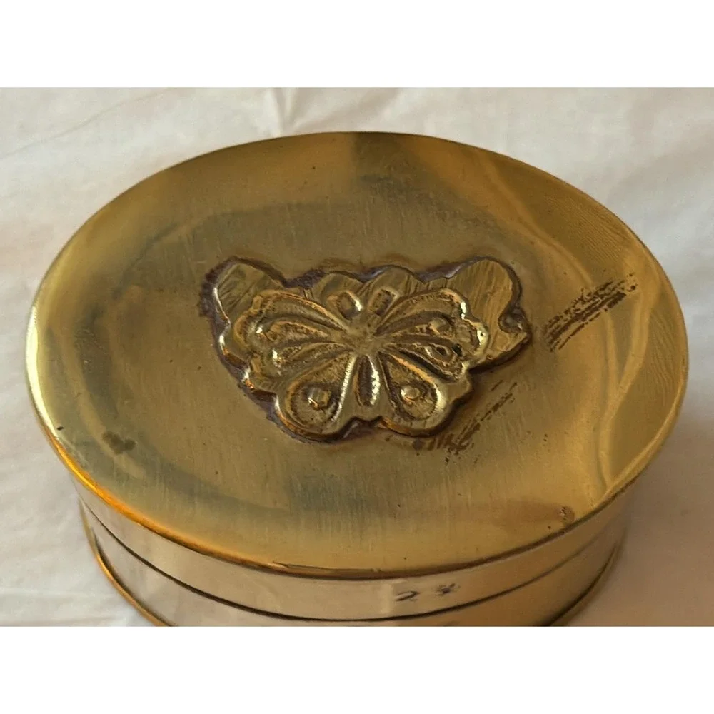 Trinket Box Brass Vintage Butterfly Hinged Lid Feminine Coquette Grann Core